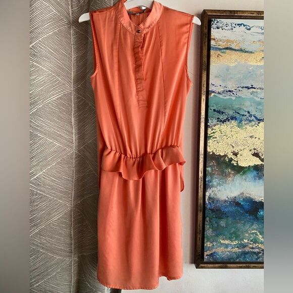 Chloe Vintage Y2K Orange 100% Silk  Peplum Dress Size Medium Open Back Lined - Picture 1 of 14